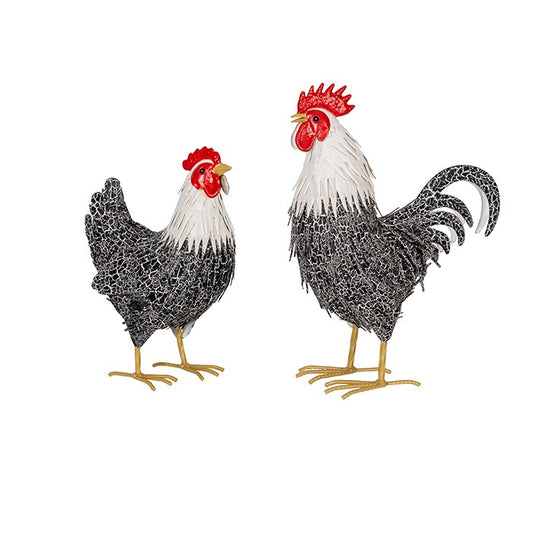 Chicken and Roster Metal Garden Ornament