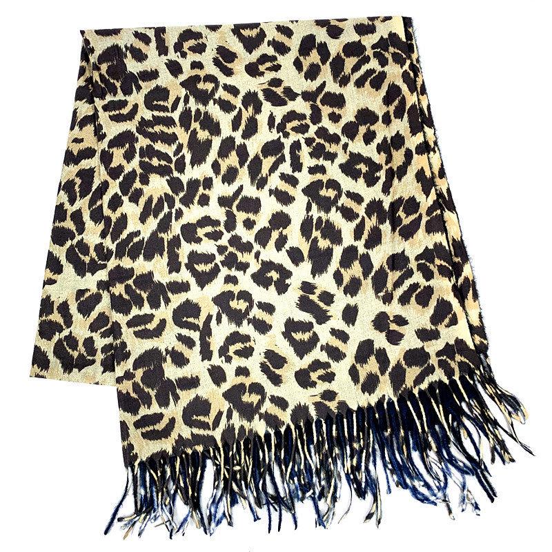 Lux Digital Print Cashmere Scarf Leopard Print