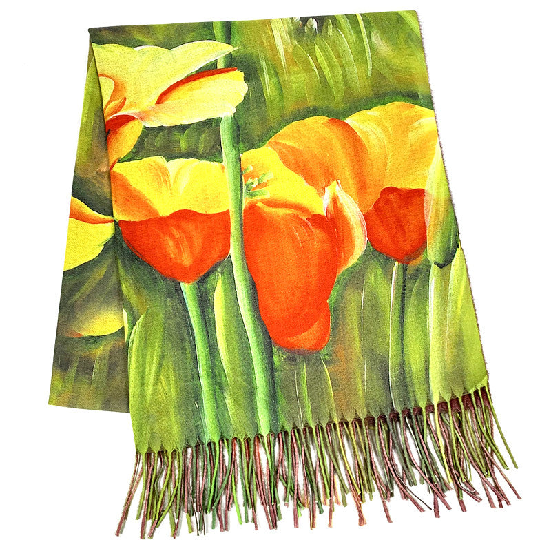 Lux Digital Print Cashmere Scarf Floral Print