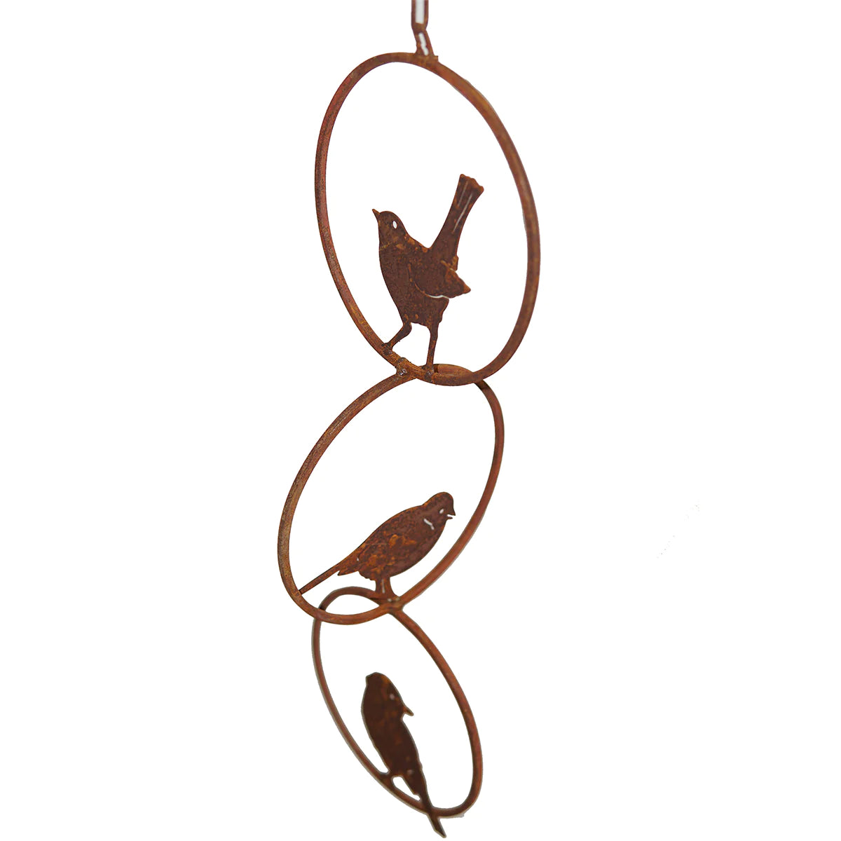 Hanging Rusty Triple Wren Bird Rings