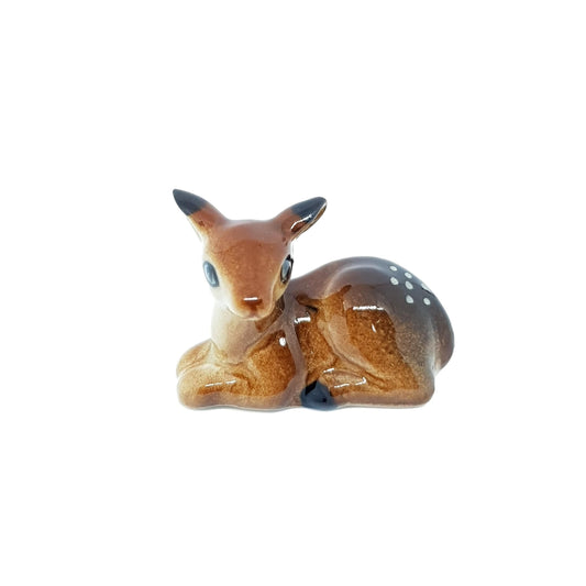 Miniature Porcelain Deer Sitting Down Figurine