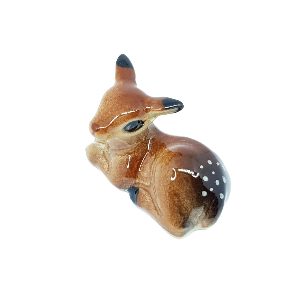 Miniature Porcelain Deer Sitting Down Figurine