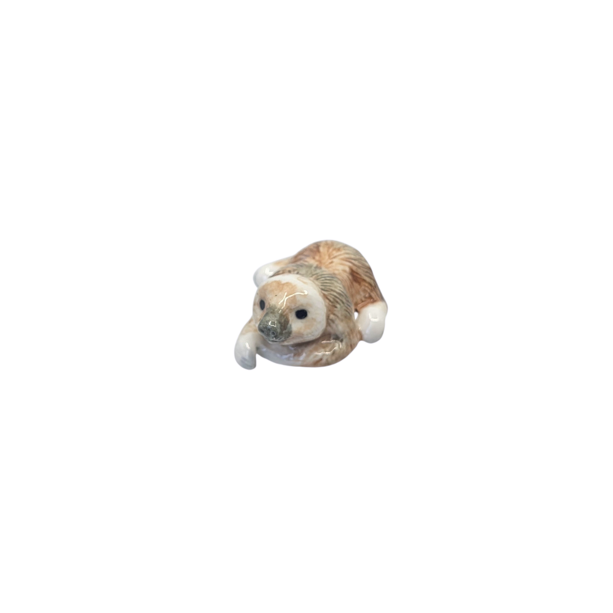 Miniature Porcelain Baby Sloth Laying Down Figurine