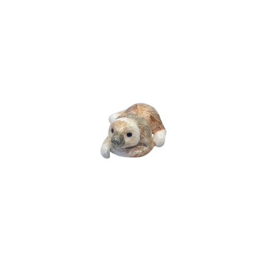 Miniature Porcelain Baby Sloth Laying Down Figurine
