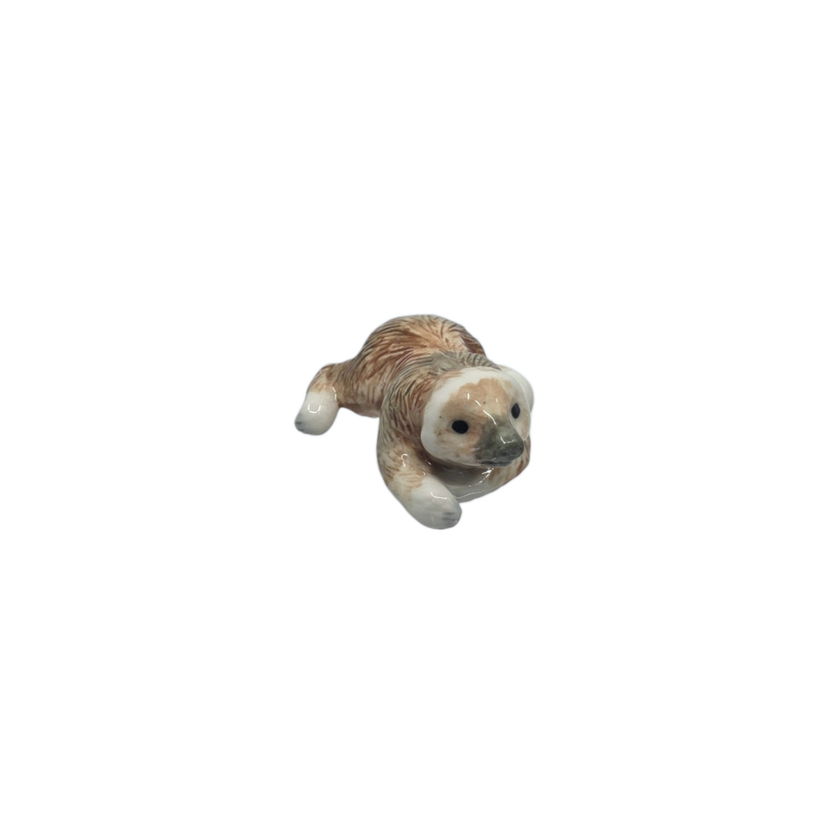 Miniature Porcelain Baby Sloth Laying Down Figurine