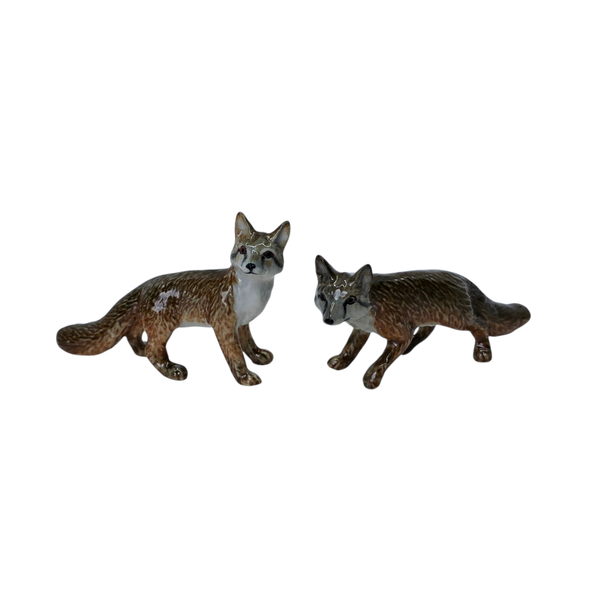 Miniature Porcelain Fox Figurine Set