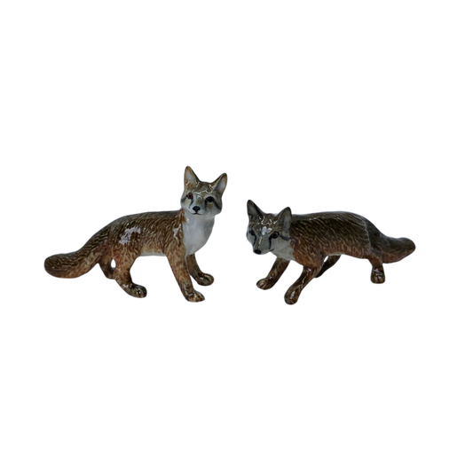Miniature Porcelain Fox Figurine Set