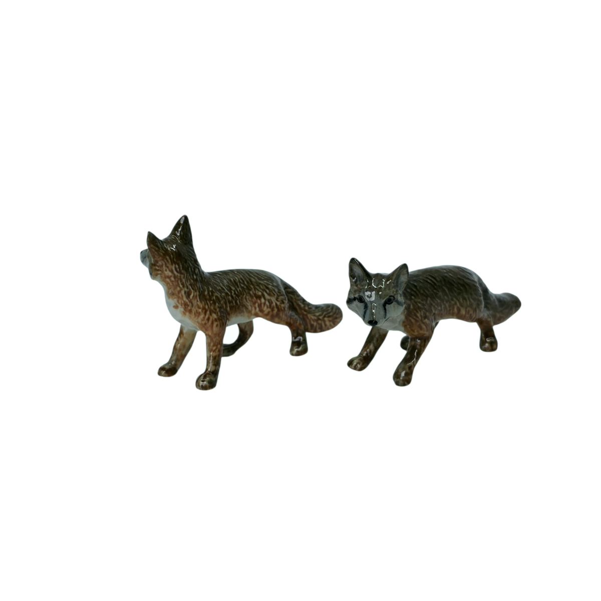 Miniature Porcelain Fox Figurine Set