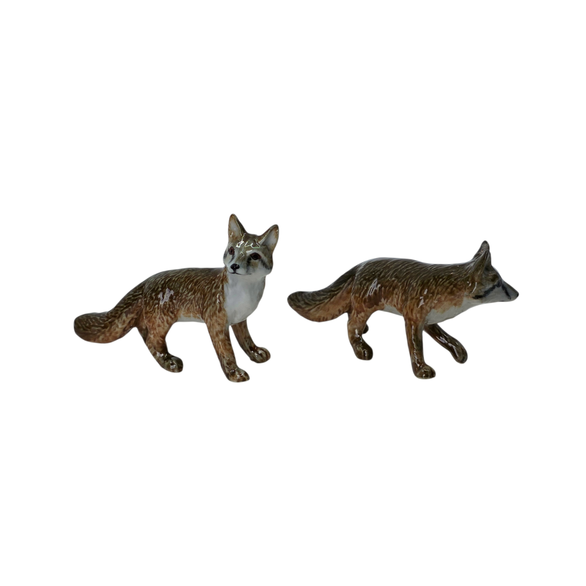 Miniature Porcelain Fox Figurine Set