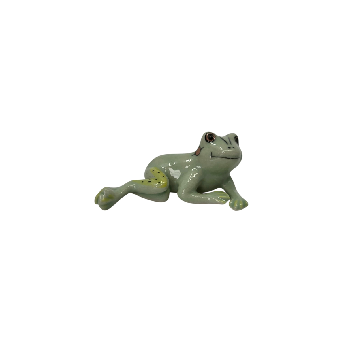 Miniature Frog Figurine Lying on its side