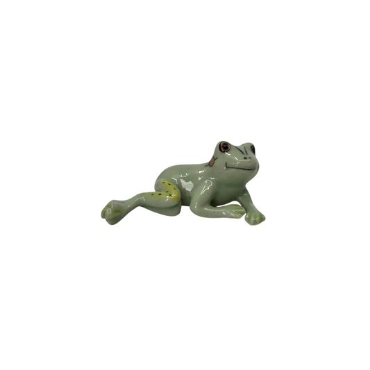 Miniature Frog Figurine Lying on its side