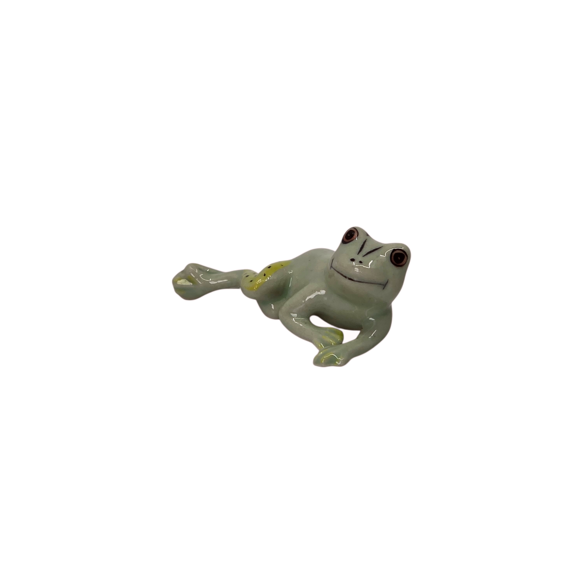 Miniature Frog Figurine Lying on its side