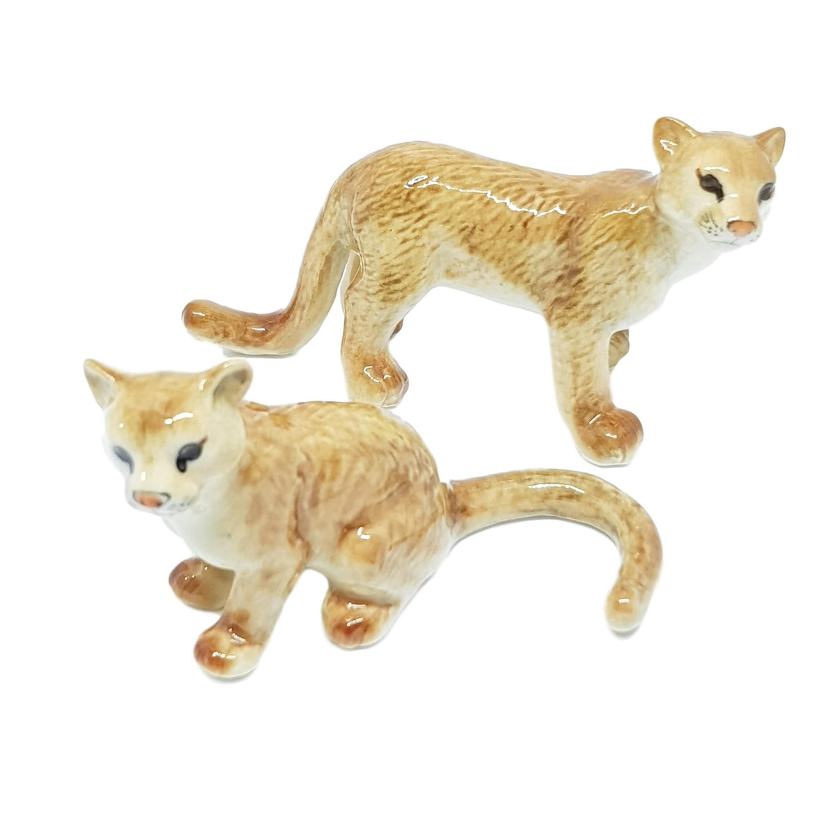 Miniature Porcelain Puma Cat Figurines