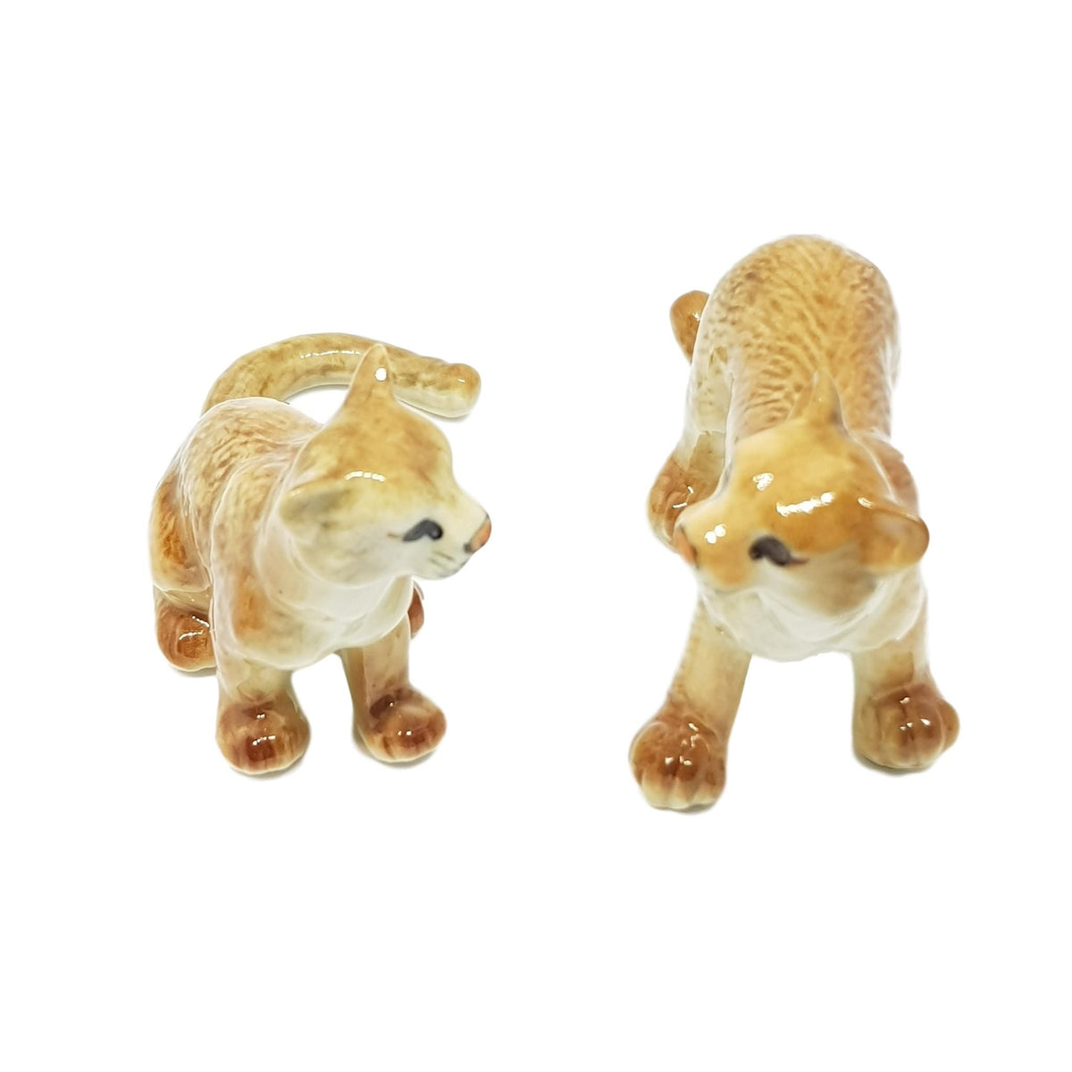 Miniature Porcelain Puma Cat Figurines
