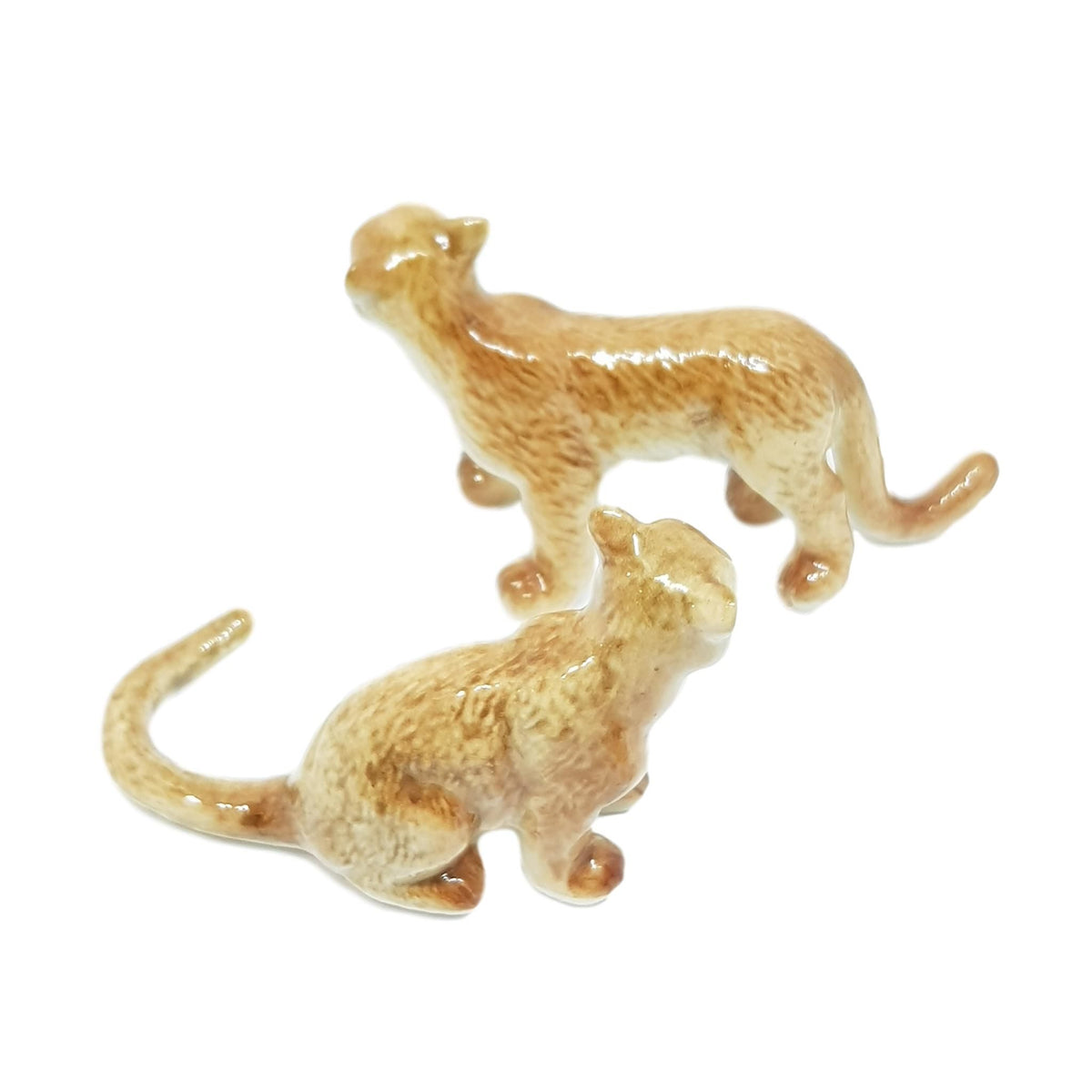 Miniature Porcelain Puma Cat Figurines