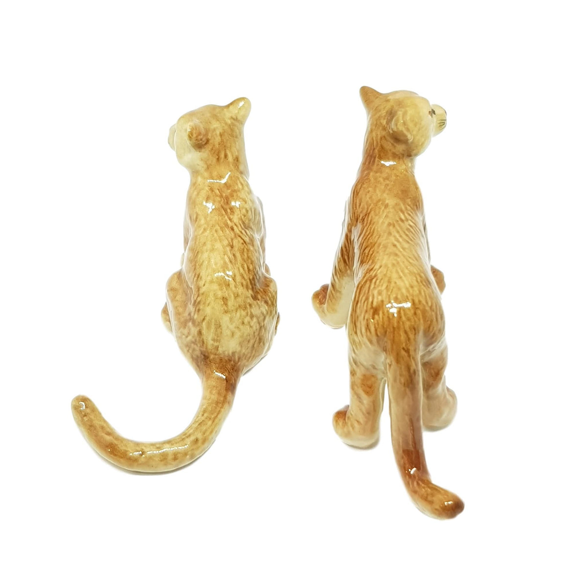 Miniature Porcelain Puma Cat Figurines
