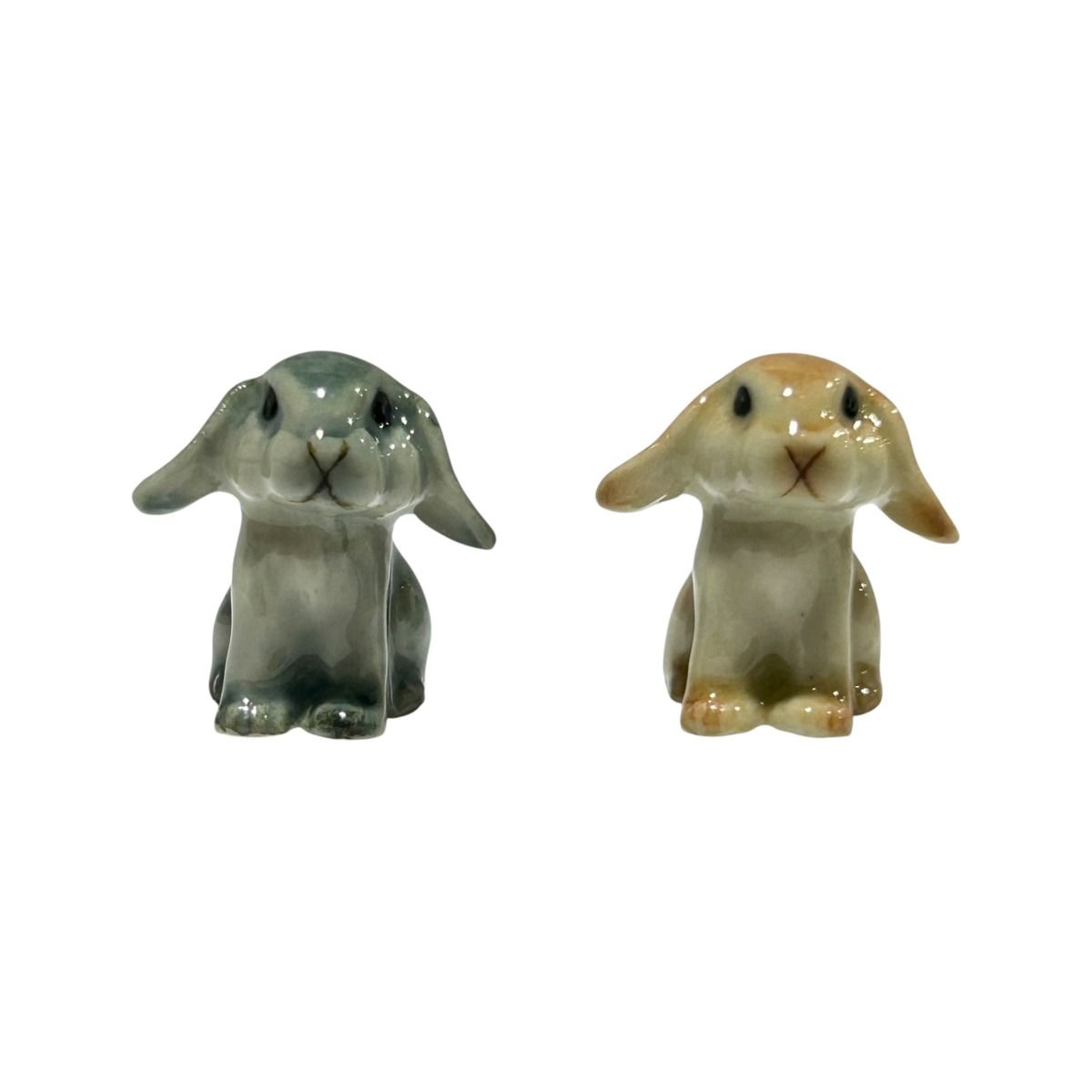Miniature Porcelain Thumper Rabbit Figurine Set Ginger and Grey (Mini)