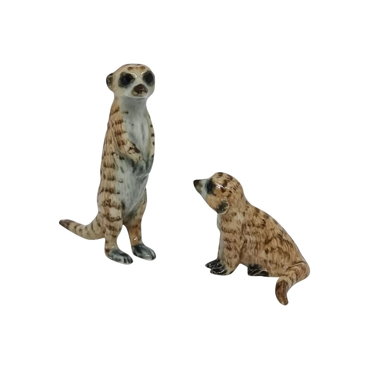 Miniature Porcelain Brown Meerkat Figurine Set