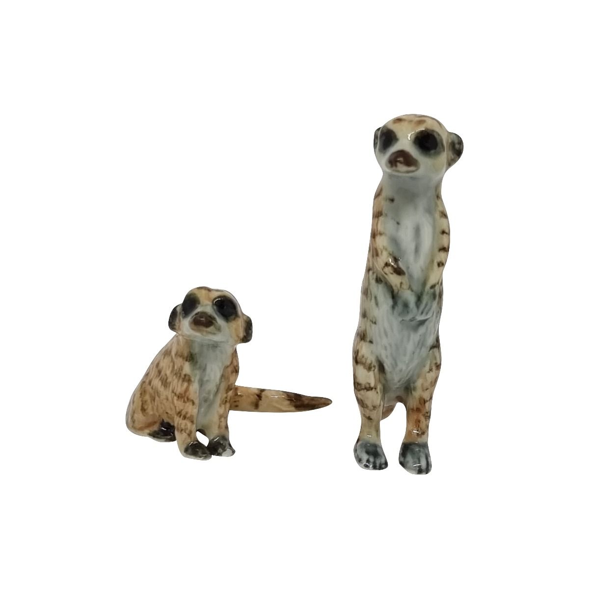 Miniature Porcelain Brown Meerkat Figurine Set