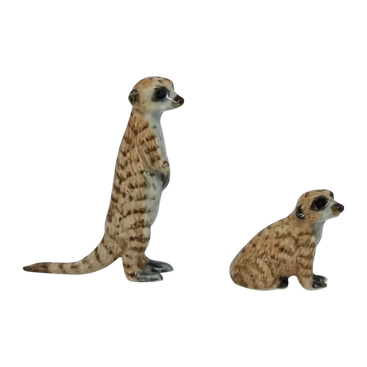 Miniature Porcelain Brown Meerkat Figurine Set