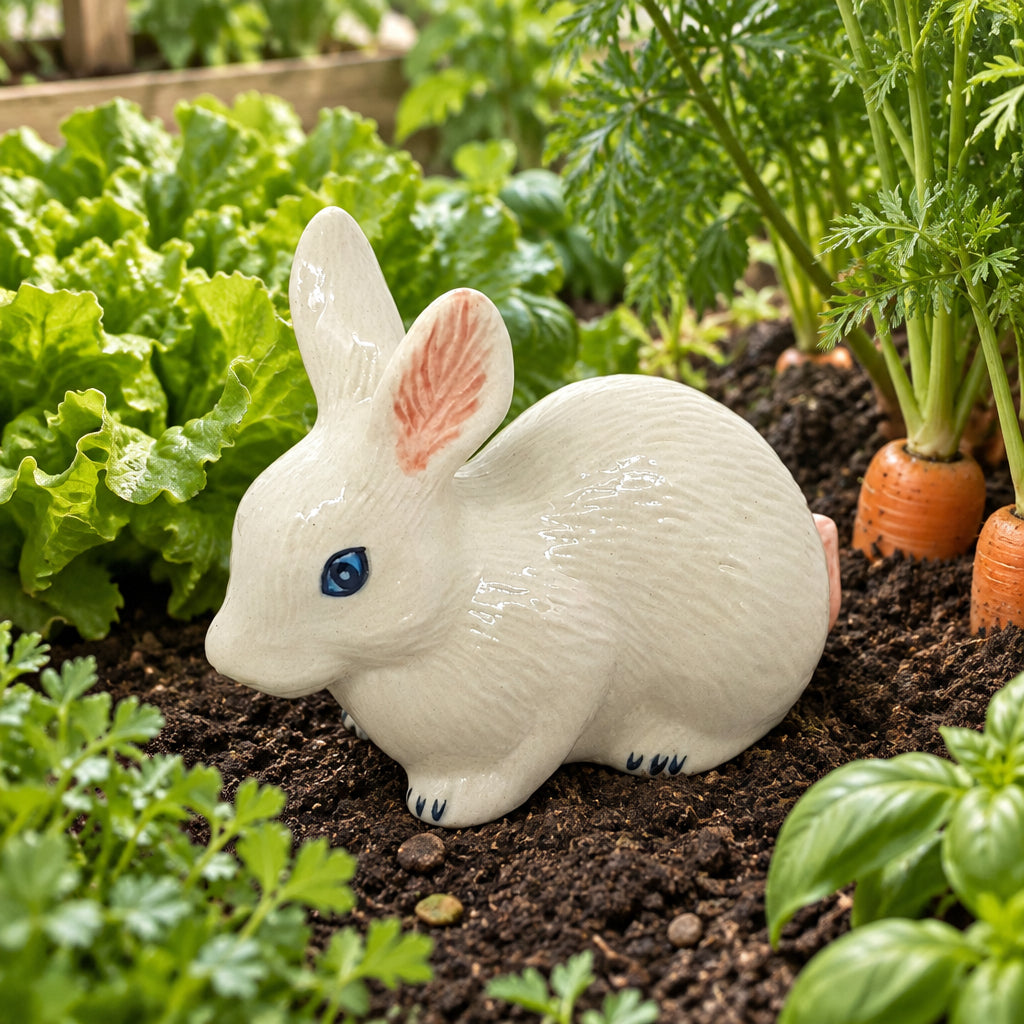 Miniature Porcelain White Rabbit Figurine