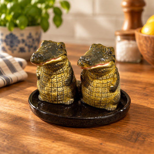 Crocodile Figurine Salt & Pepper Shakers