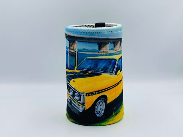 XY GT Falcon in Yellow Classic Car Stubby Holder