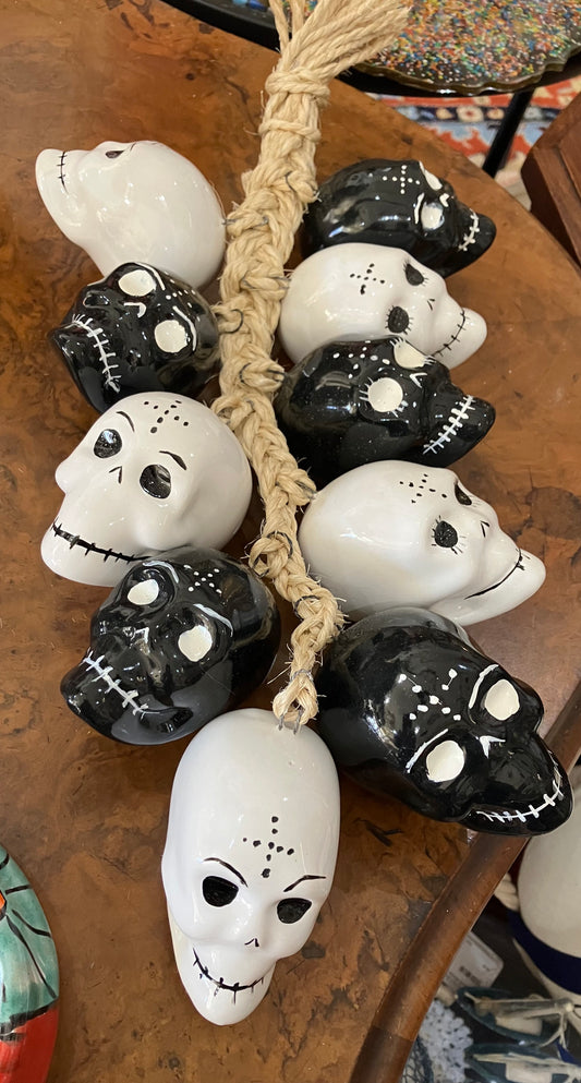 Mexican Ceramic Pottery String Of Skulls Day Of The Dead