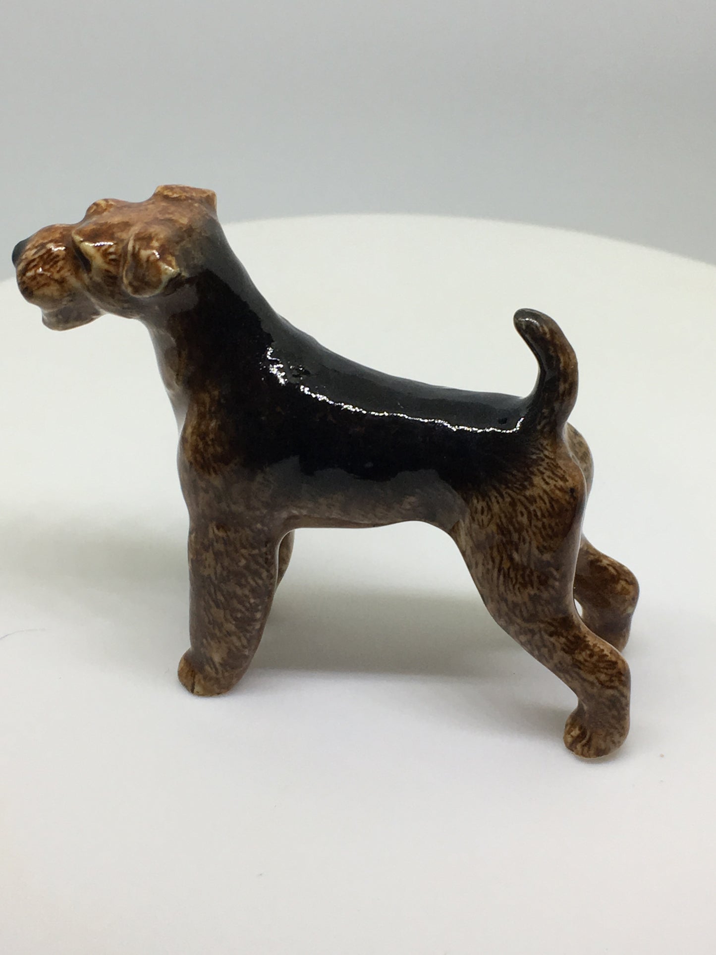 Miniature Porcelain Dog Figurine Airedale  Bingley Terrier Waterside Terrier Dog Breed