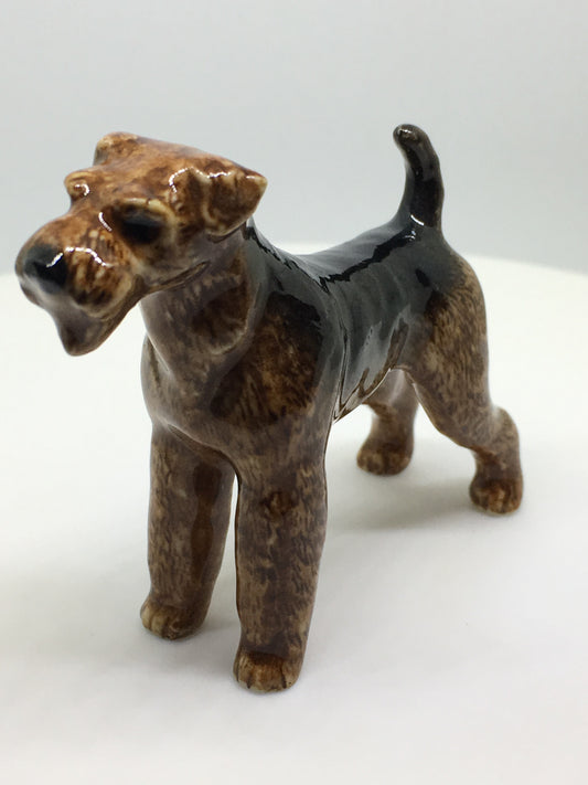 Miniature Porcelain Dog Figurine Airedale  Bingley Terrier Waterside Terrier Dog Breed