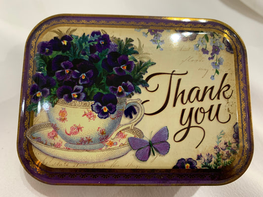Vintage Look Nostaligic Thank You Violets Collectable Tin