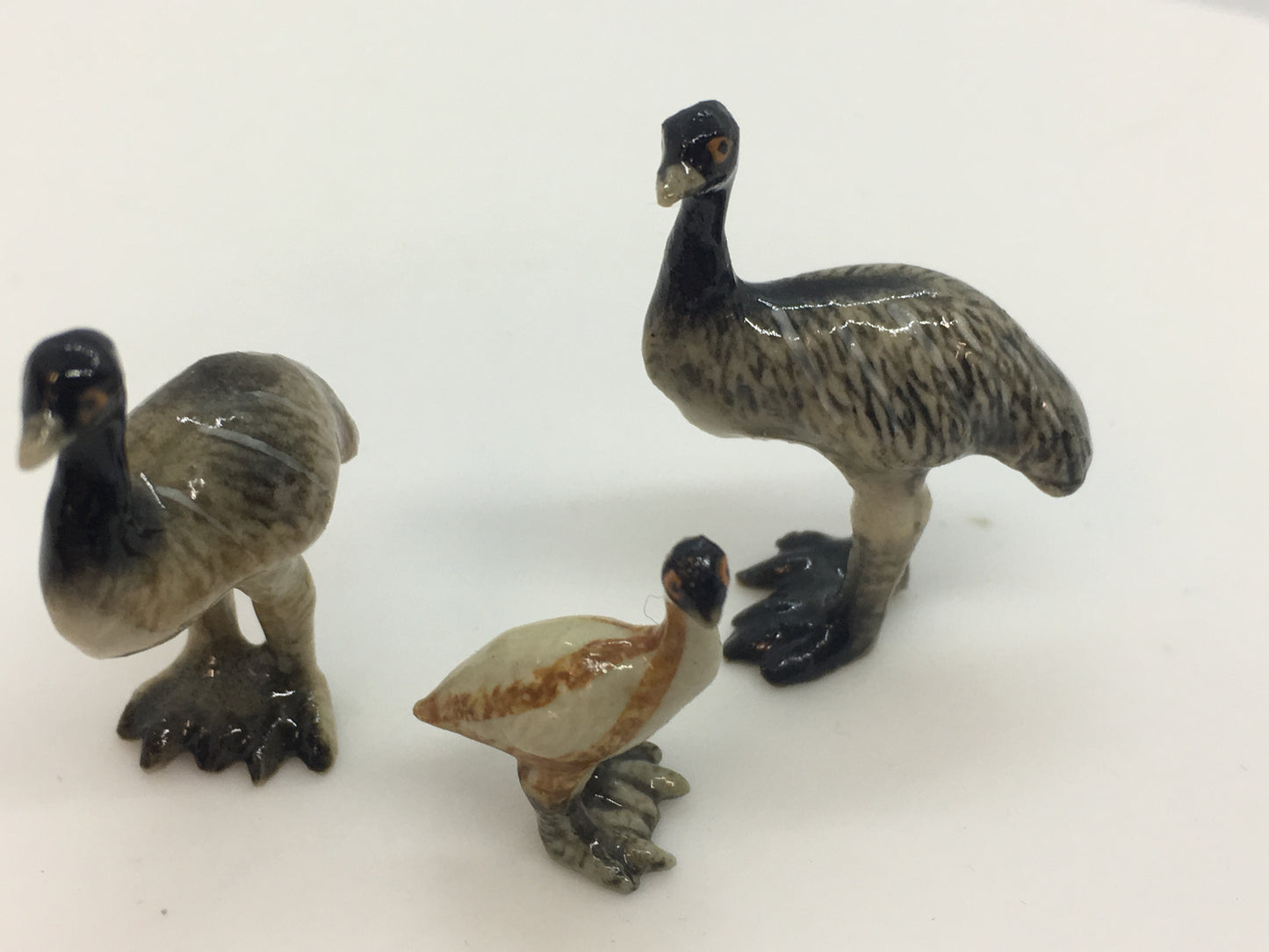 Miniature Porcelain Emu Family Bird Figurines  Mini (3Pcs)