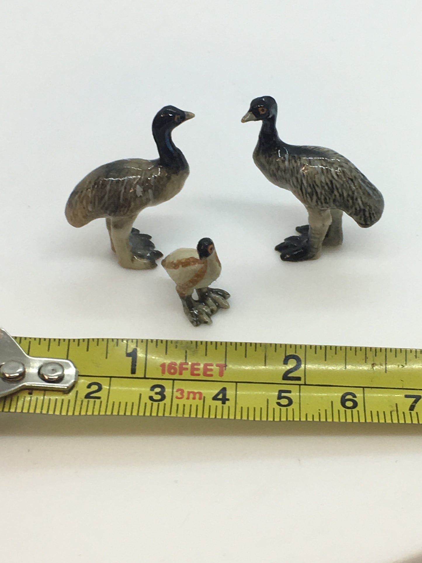Miniature Porcelain Emu Family Bird Figurines  Mini (3Pcs)
