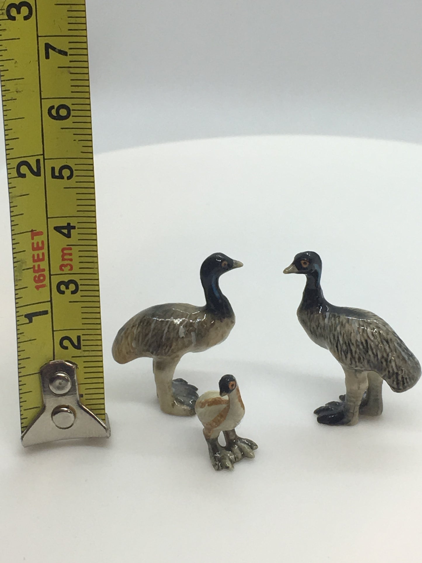 Miniature Porcelain Emu Family Bird Figurines  Mini (3Pcs)