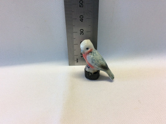 Miniature Porcelain Pink and Grey Galah Bird Figurines  Mini (1Pcs)