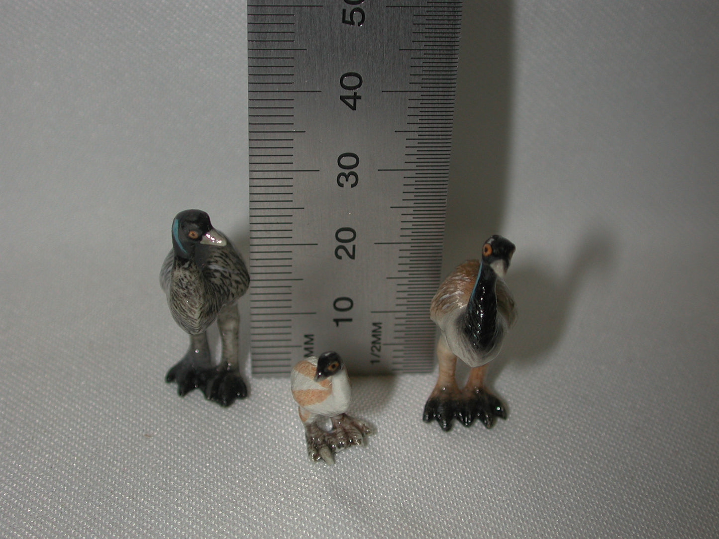 Miniature Porcelain Emu Family Bird Figurines  Mini (3Pcs)