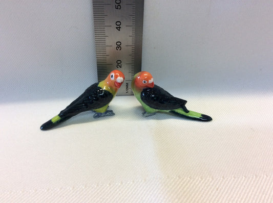 Miniature Porcelain Rainbow Parakeet Bird Figurines  Mini (2Pcs)