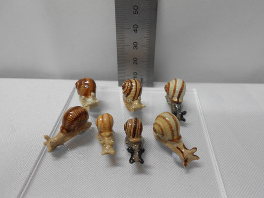 Snails Miniature Porcelain Figurines (7Pcs)