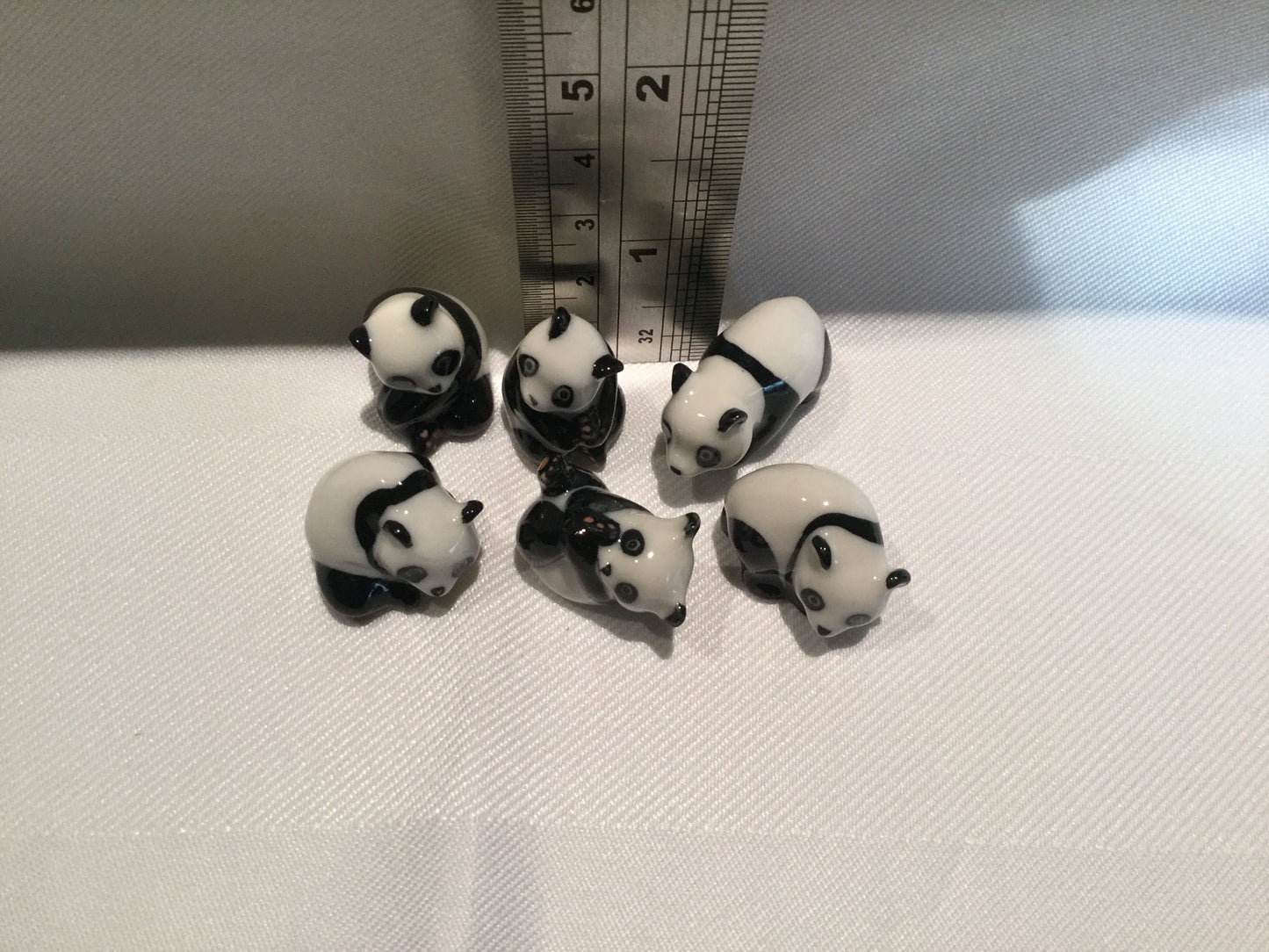 Mini Panda Bear Miniatures Porcelain Figurines (6Pcs)