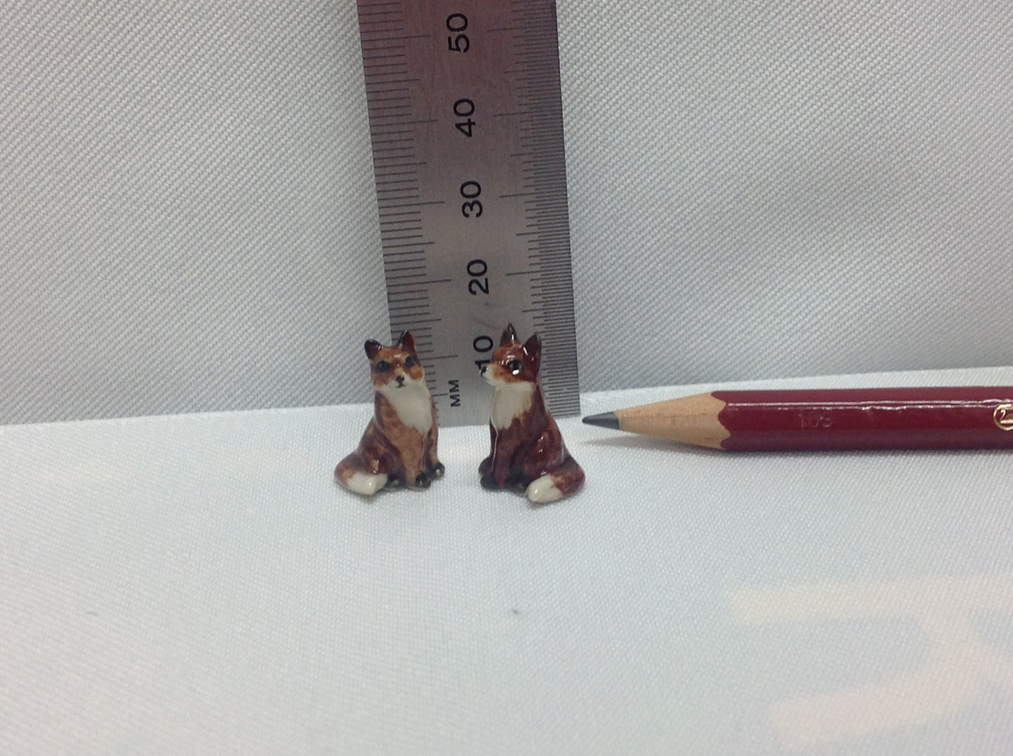 Fox Miniature Porcelain Figurines (2Pcs)