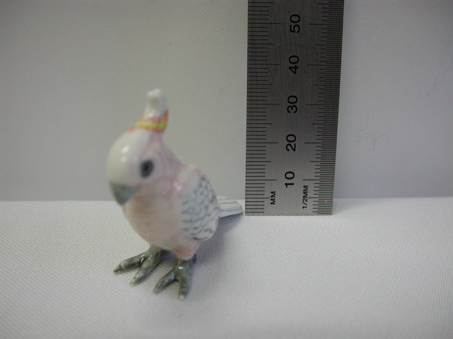Miniature Porcelain Pink Major Mitchell Cockatoo Bird Figurines