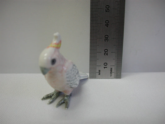 Miniature Porcelain Pink Major Mitchell Cockatoo Bird Figurines