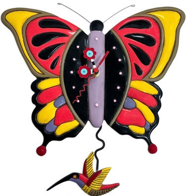 Novelty Butterfly Pendulum Clock by Allens Designs