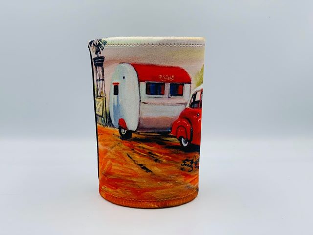 FX Ruby Red Towing Caravan Classic Car Stubby Holder