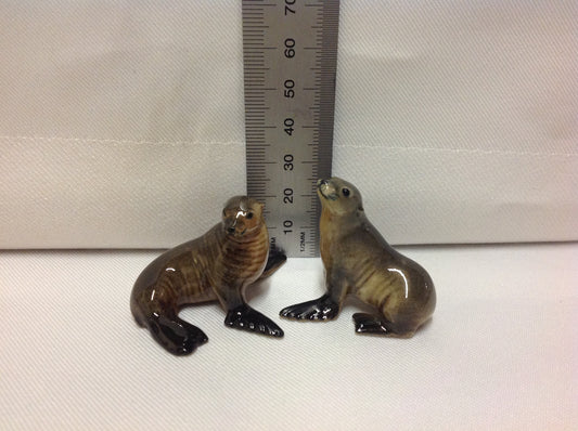 Seals Miniature Porcelain Figurines (2Pcs)