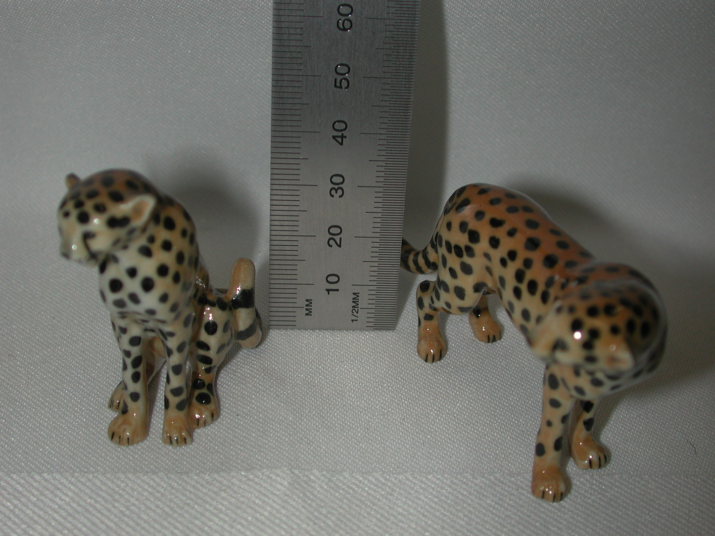 Miniature Porcelain Cheetah Figurines Set of 2
