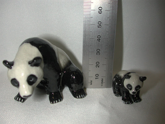 Mini Panda Bear Miniatures Porcelain Figurines (2Pcs)