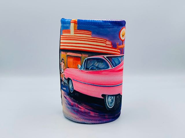 Pink Cadillac Classic Car Stubby Holder