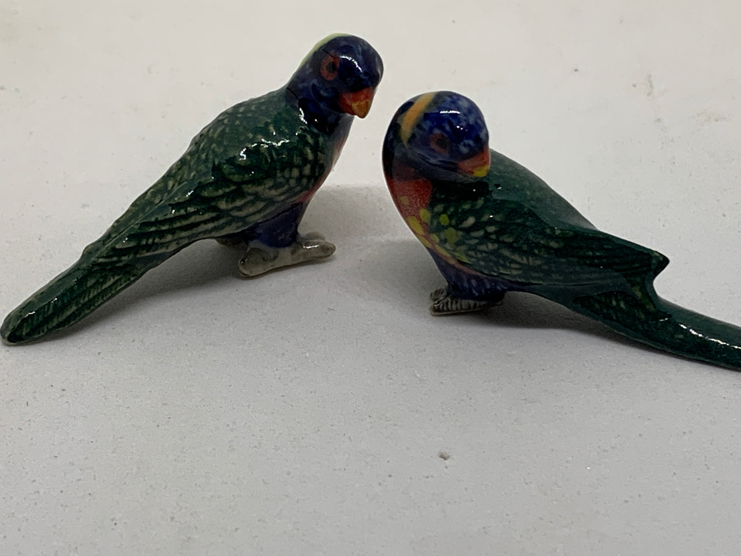 Miniature Porcelain Rainbow Lorikeets Bird Figurines  Mini (2Pcs)
