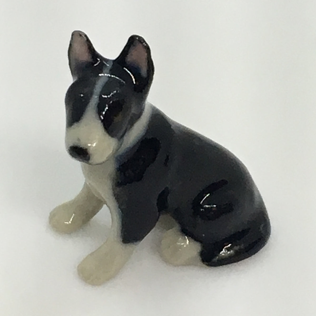 Miniature Porcelain Dog Figurine Bull Terrier Sitting Mini